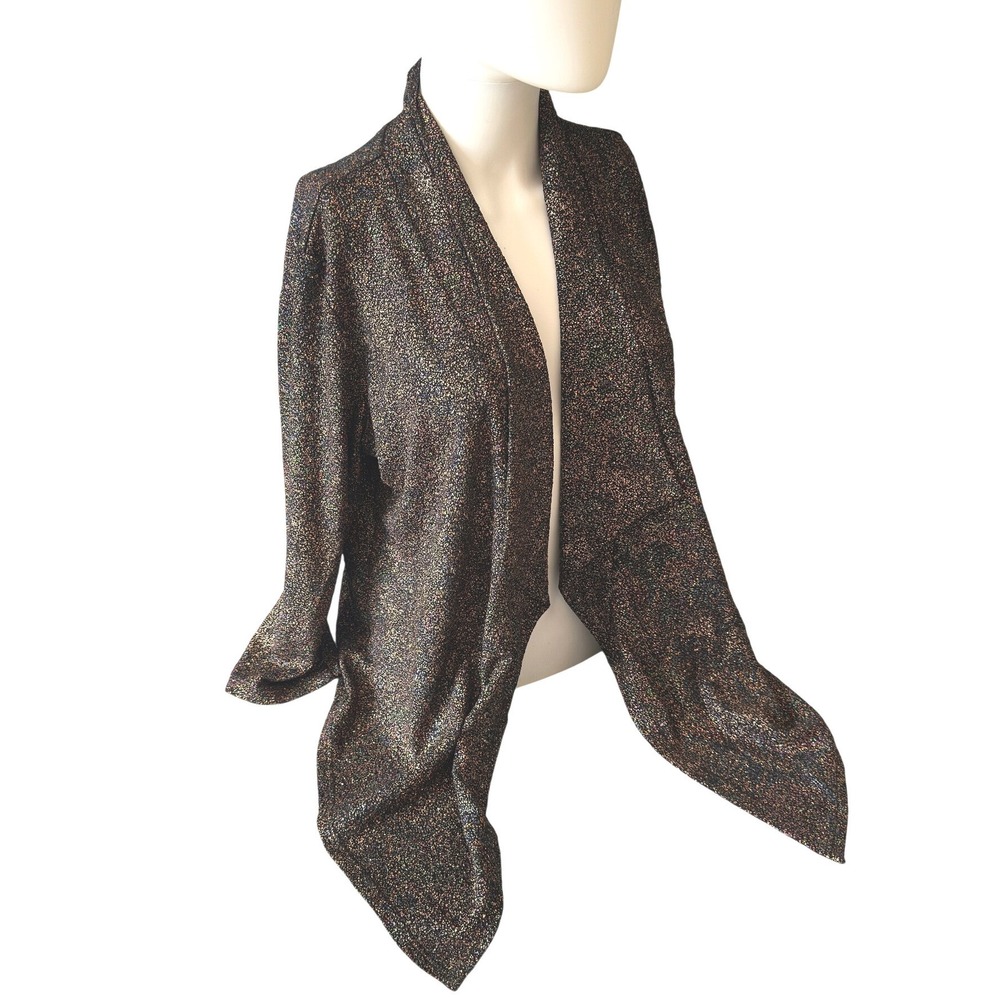 Clara Sun woo Womens XL Copper Multi Metallic Shimmer Draped Open Cardigan KC